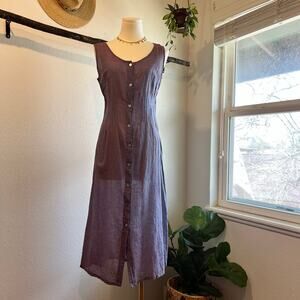 Dosa 100% Cotton Blue Purple Button Down Front Sleeveless Dress Size 2